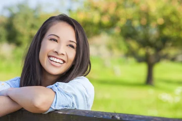 Poster Beautiful Asian Eurasian Girl Smiling with Perfect Teeth © Darren Baker