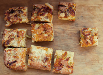 pear pie on   wooden   table.