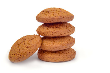 Whole grains cookies on white background.