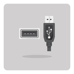 Vector of flat icon, USB Type-A connector on isolated background