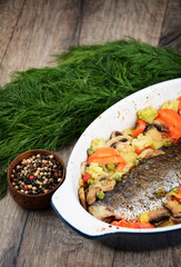 Baked seabass fish