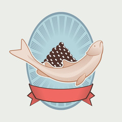 Vintage label for caviar