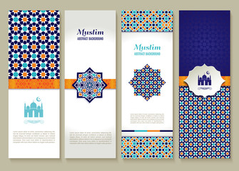 Banners set of ethnic design. Religion abstract set of layout.