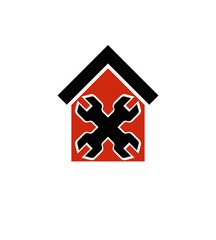 Obraz premium Two spanners crossed, manufacturing theme, workshop vector symbol