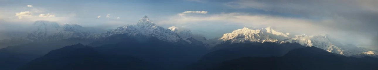 No drill light filtering roller blinds Annapurna panorama view of Fishtail, Annapurna range in Nepal
