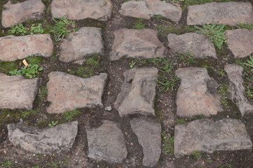 Pavement in cycling classic Paris Roubaix, carrefour d'Aremberg, 