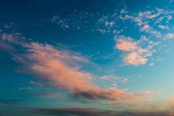 Fototapeta na wymiar Blue sky with graceful clouds. Nature background.