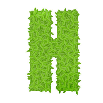 Uppecase letter H consisting of green leaves