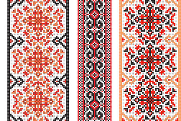 Ukrainian folk art. Set of traditional embroidery patterns