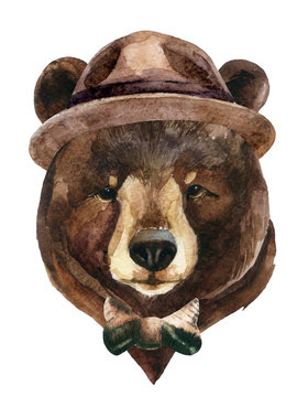 Bear head watercolor
