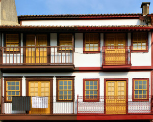 Fototapeta na wymiar Medieval houses in the Historical Center of Guimaraes, Portugal