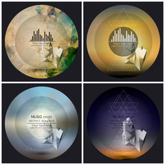 Set of 4 music album cover templates. Abstract multicolored