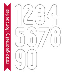 Double clear delicate line retro numbers set, vector light digit