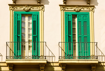 Obraz premium Classic andalusian balconies, Malaga, Spain