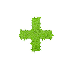 Sign plus consisting of green leaves