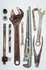 Many tools on white background