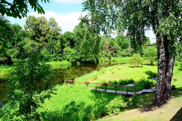 Fototapeta na wymiar River Sventoji in Andrioniskis town Anyksciai district