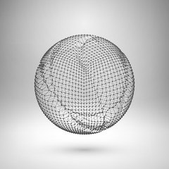 Wireframe mesh polygonal element. Sphere with connected lines