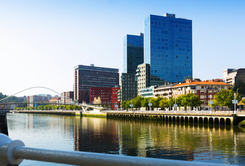 Fototapeta na wymiar Embankment of river. Bilbao, Spain