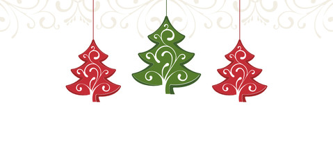 Fototapeta na wymiar Vector Christmas Tree Decoration with Ornaments