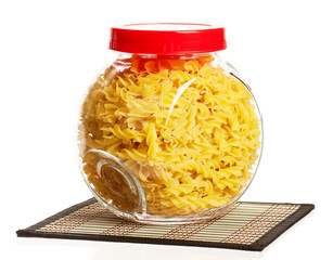 Pasta in glass pot