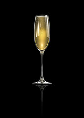 Champagne glass / 3D render of elegantly lit glass of champagne