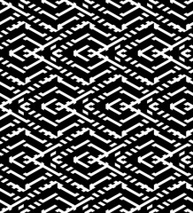 Black and white geometric art seamless pattern, vector mosaic 