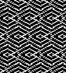 Black and white geometric art seamless pattern, vector mosaic 