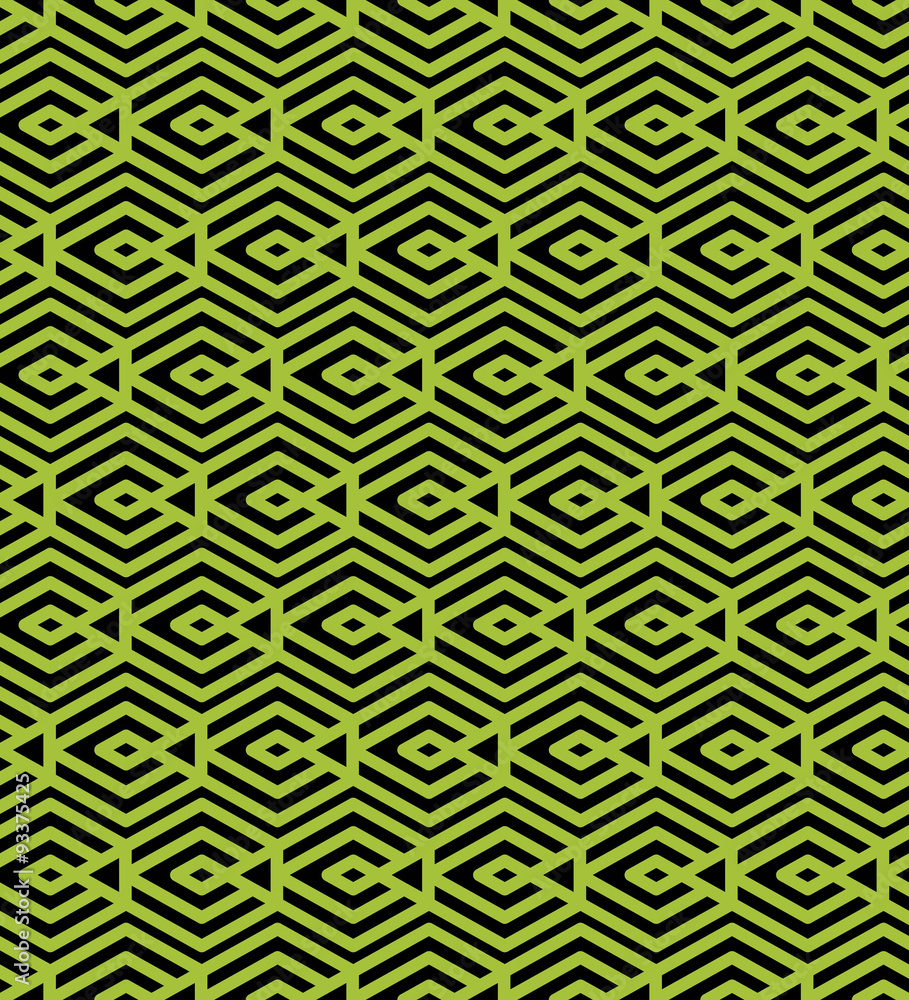 Poster green abstract seamless pattern with interweave lines. vector