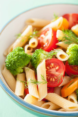 veggie penne pasta with broccoli tomato carrot