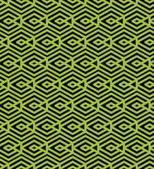 Green abstract seamless pattern with interweave lines. Vector 
