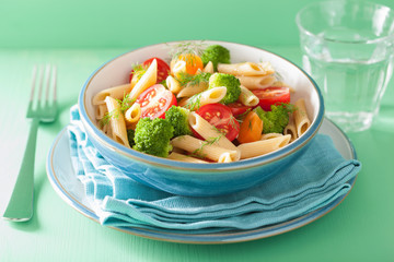 veggie penne pasta with broccoli tomato carrot