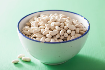 raw haricot legumes cannellini beans in bowl