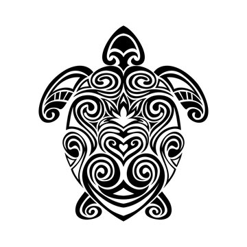  turtle in maori tattoo style. Vector illustrations
