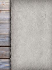 Handmade paper sheet on wooden planks