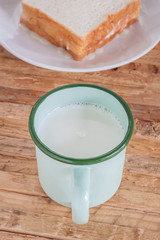 vintage cup of fresh milk bread with butter