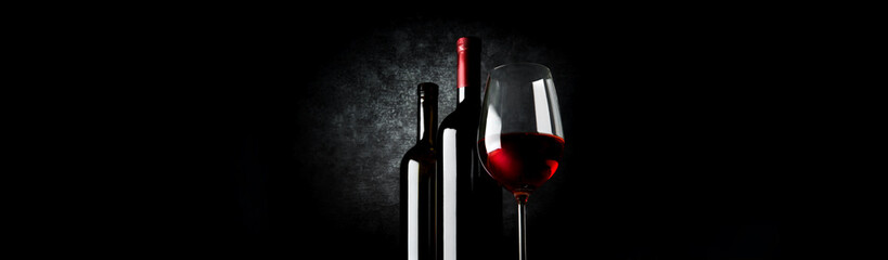 Two bottles and wineglass