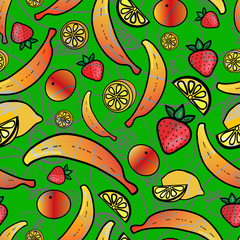 Bright seamless wallpaper with fruits