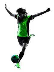 Fototapeten woman soccer player isolated silhouette © snaptitude