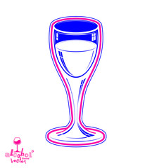 Realistic 3d wineglass, beverage theme illustration. Decorative