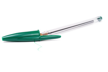 Transparent plastic ball pen with cap