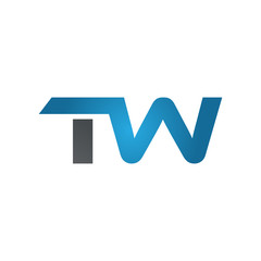 TW company linked letter logo blue