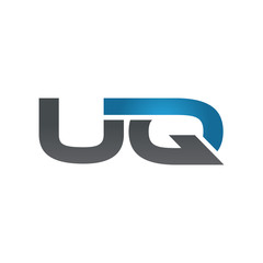 UQ company linked letter logo blue