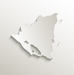 Nicaragua map card paper 3D natural vector