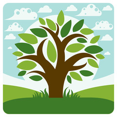 Art vector graphic illustration of stylized branchy tree 