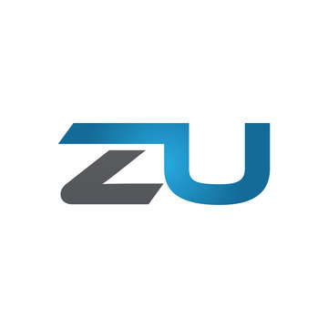 ZU company linked letter logo blue
