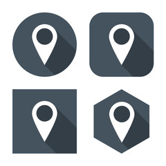 set pointers icons for map in the style flat design gray color