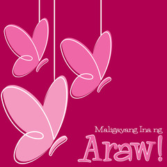 Hand Drawn Tagalog Happy Mother's Day card in vector format.