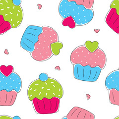 seamless colorful cupcake pattern vector illustration