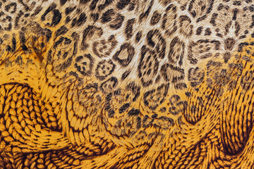 texture of print fabric striped leopard and feather